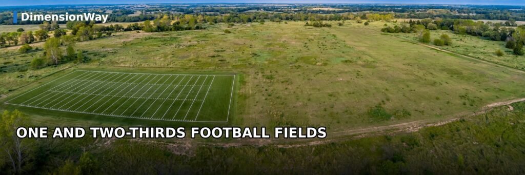 Aerial view showing how far 500 feet is compared to a football field.