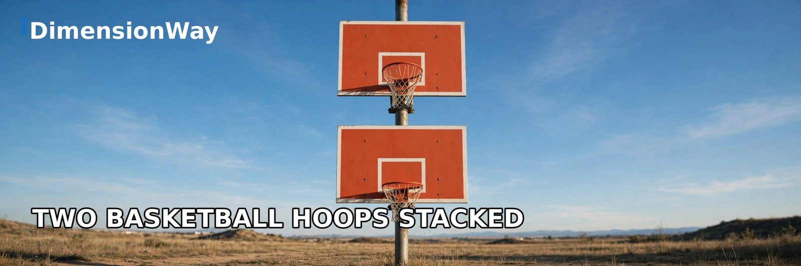 Two basketball hoops stacked vertically showing exactly 20 feet of height