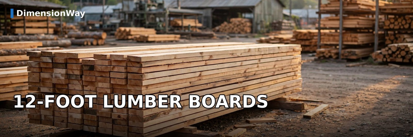 Stack of 12 foot 2x4 lumber boards at a lumber yard