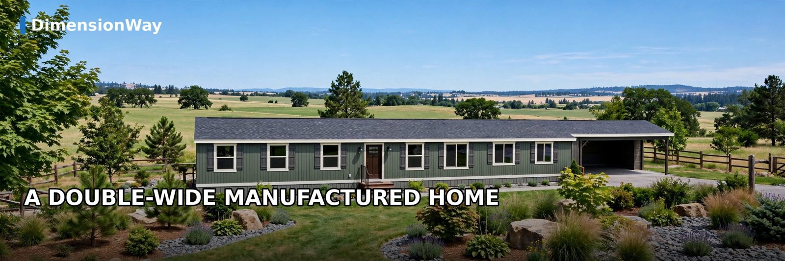 A double-wide manufactured home, at least 20 feet wide.