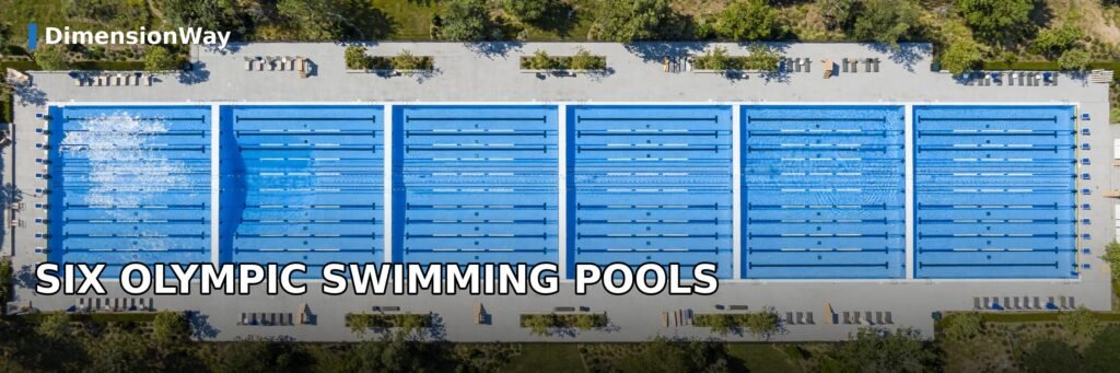 Six Olympic-size swimming pools laid end to end measure about 984 feet