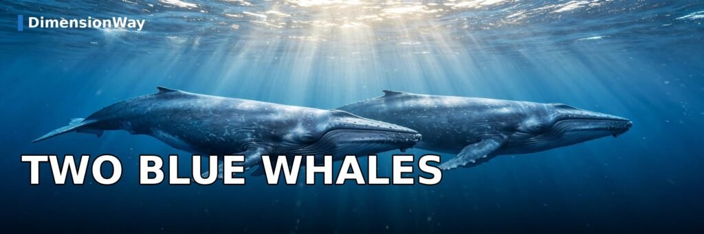 Two blue whales side by side measure about 200 feet combined