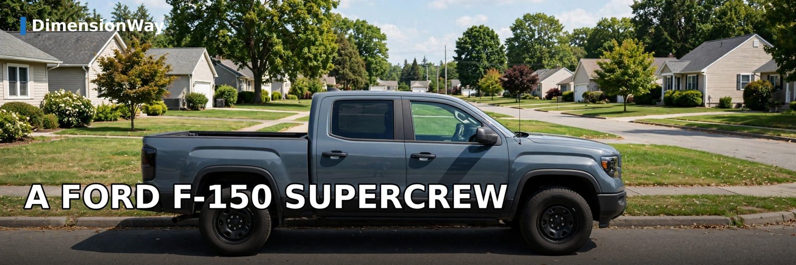 A Ford F-150 SuperCrew, about 19.3 feet long overall.