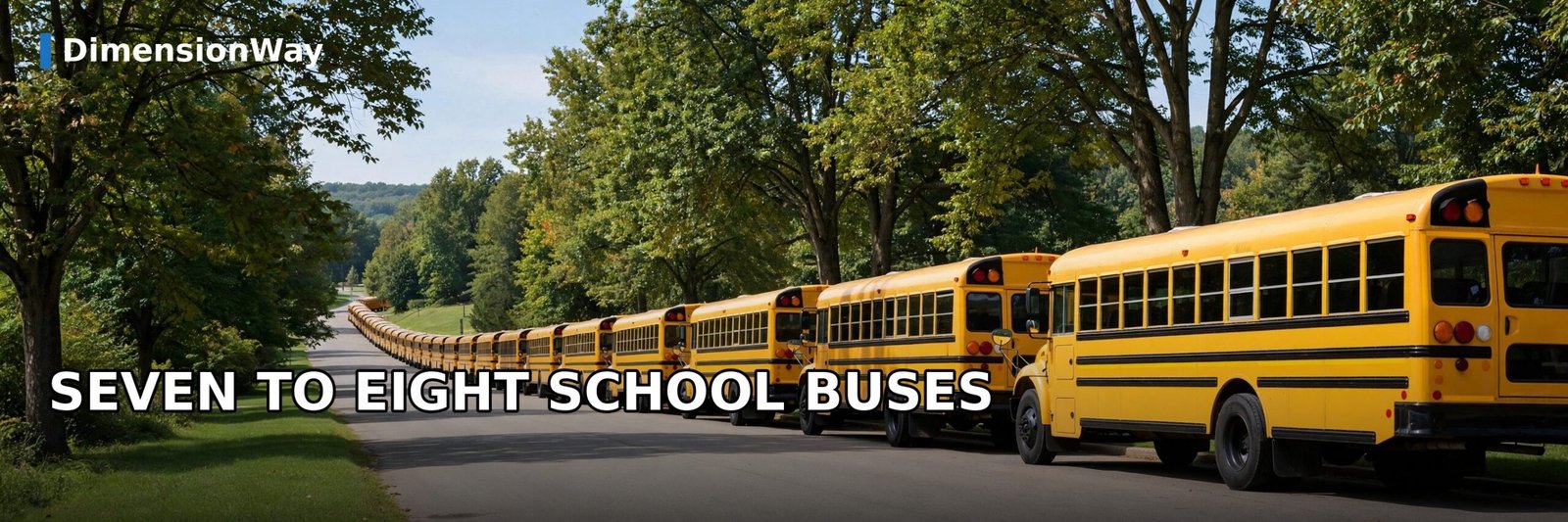 Yellow school buses lined up bumper to bumper, about seven to eight of them equal 100 yards.