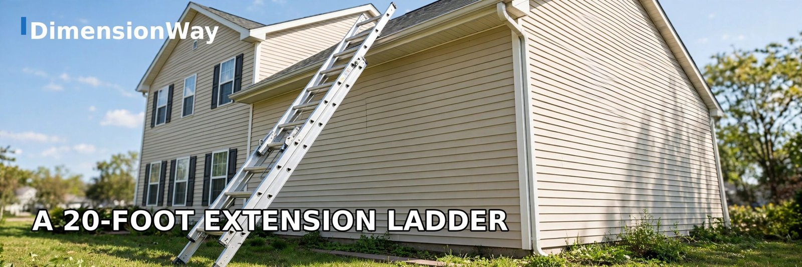 Werner 20 foot extension ladder extended against a tall house wall