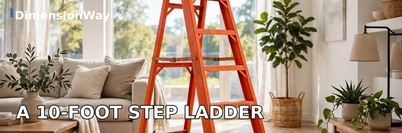 A 10-foot step ladder opened up indoors.