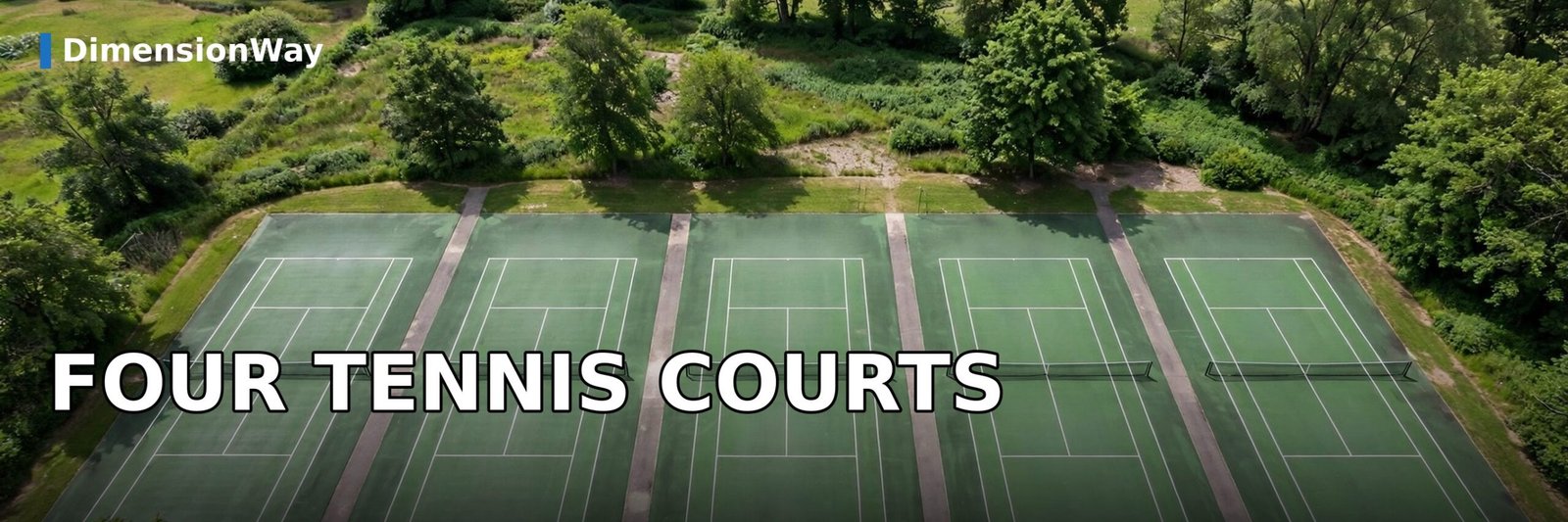 Four tennis courts laid end to end, each 78 feet long, totaling just over 100 yards.