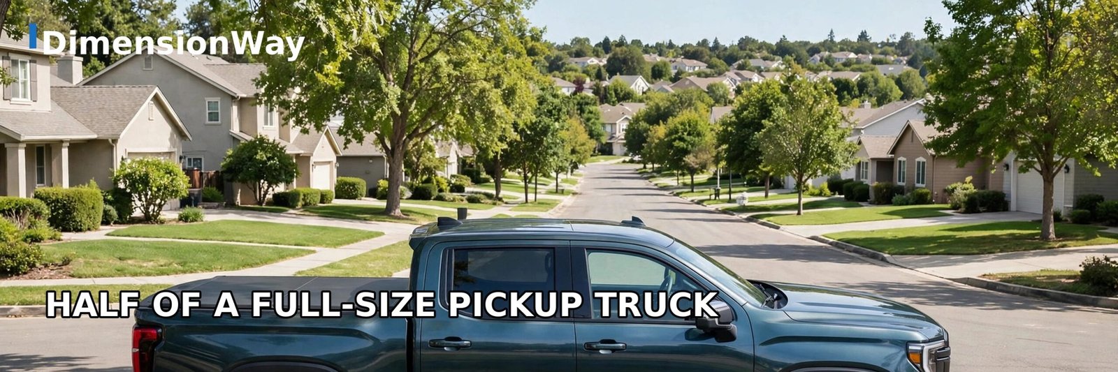 A full-size pickup truck about 20 feet long; half of it is about 10 feet.