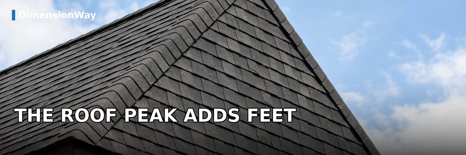 Close-up of a steep gable roof peak on a two-story house, showing how roof pitch adds height.