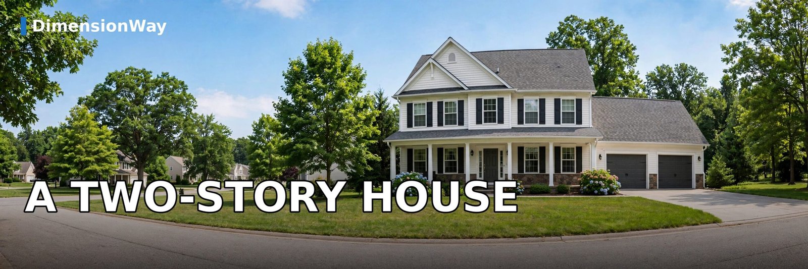 A typical two-story house, about 20 to 22 feet tall.