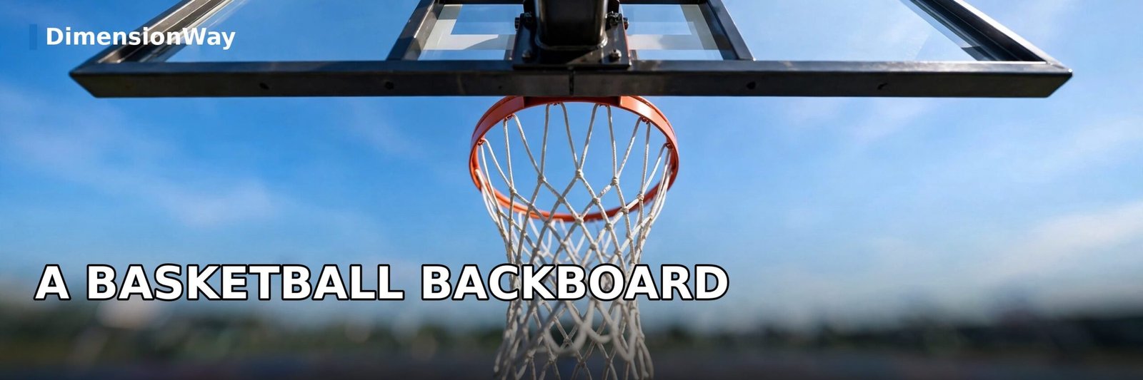 Basketball backboard photographed from below showing the top edge well above the 12 foot line