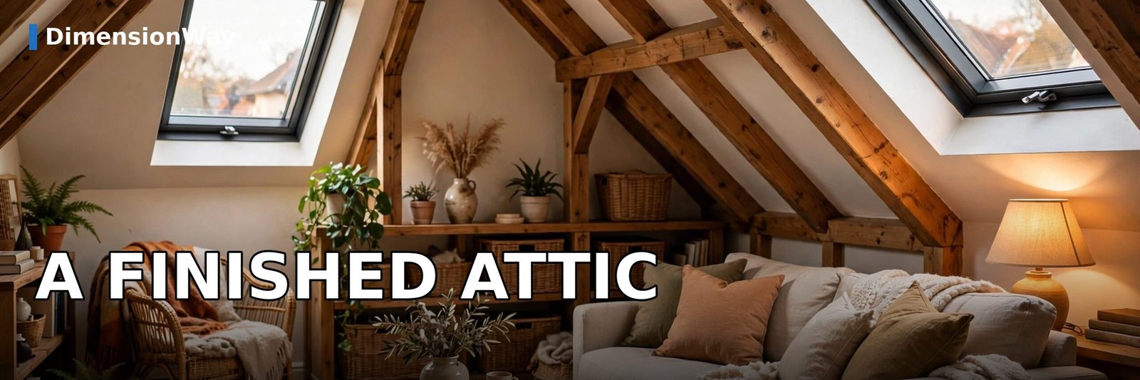 Finished attic interior with a sloped ceiling, showing the extra height a livable attic adds to a two-story house.