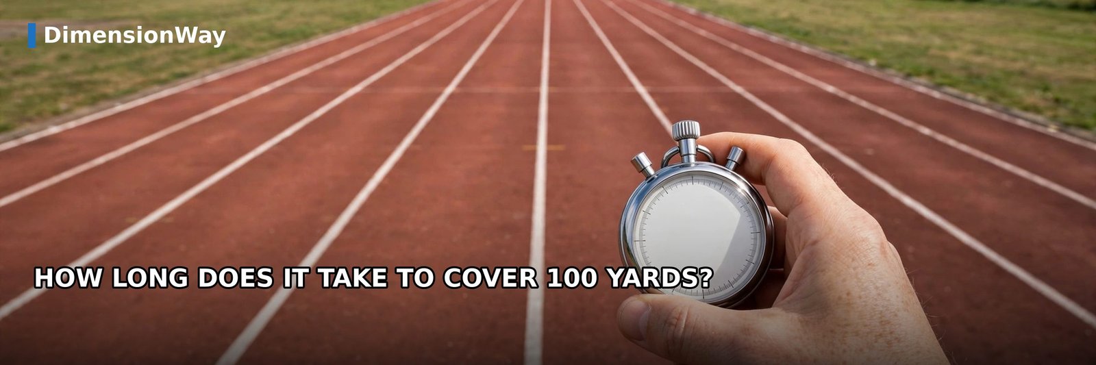 A stopwatch on a running track showing how long 100 yards takes at different paces.