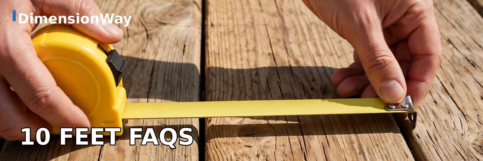 Hands holding a yellow tape measure extended across a wooden floor.