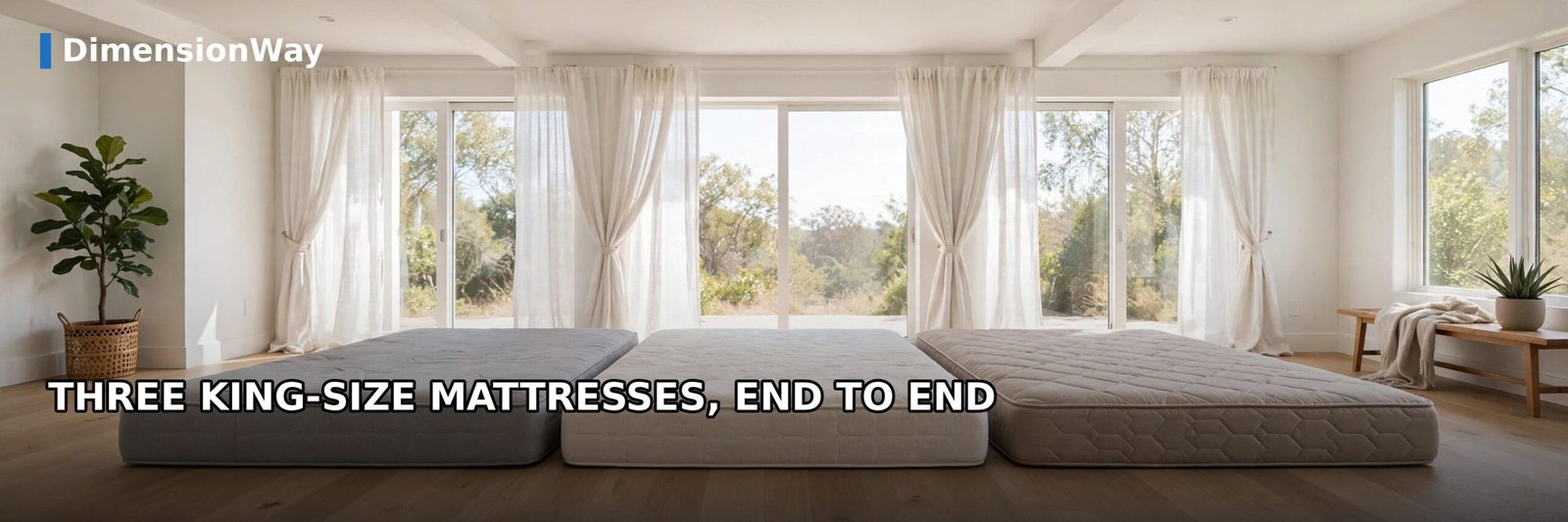 Three king-size mattresses end to end, totaling exactly 20 feet.
