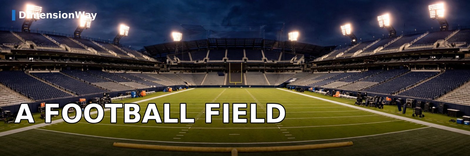 An American football field viewed from one goal line toward the far end zone.