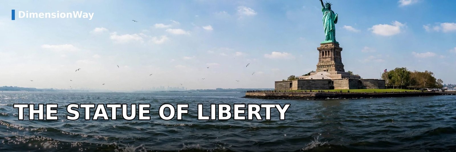 The Statue of Liberty photographed from the harbor at water level.