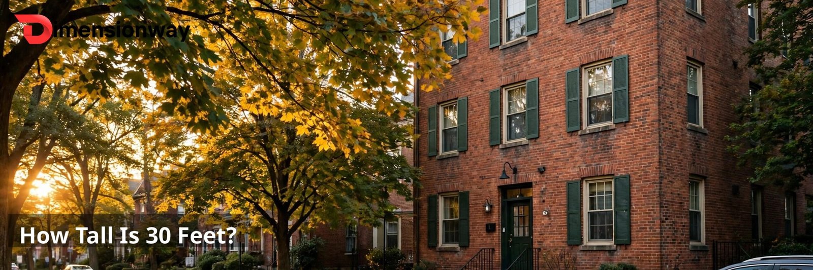 A three-story residential building seen from the street at golden hour.