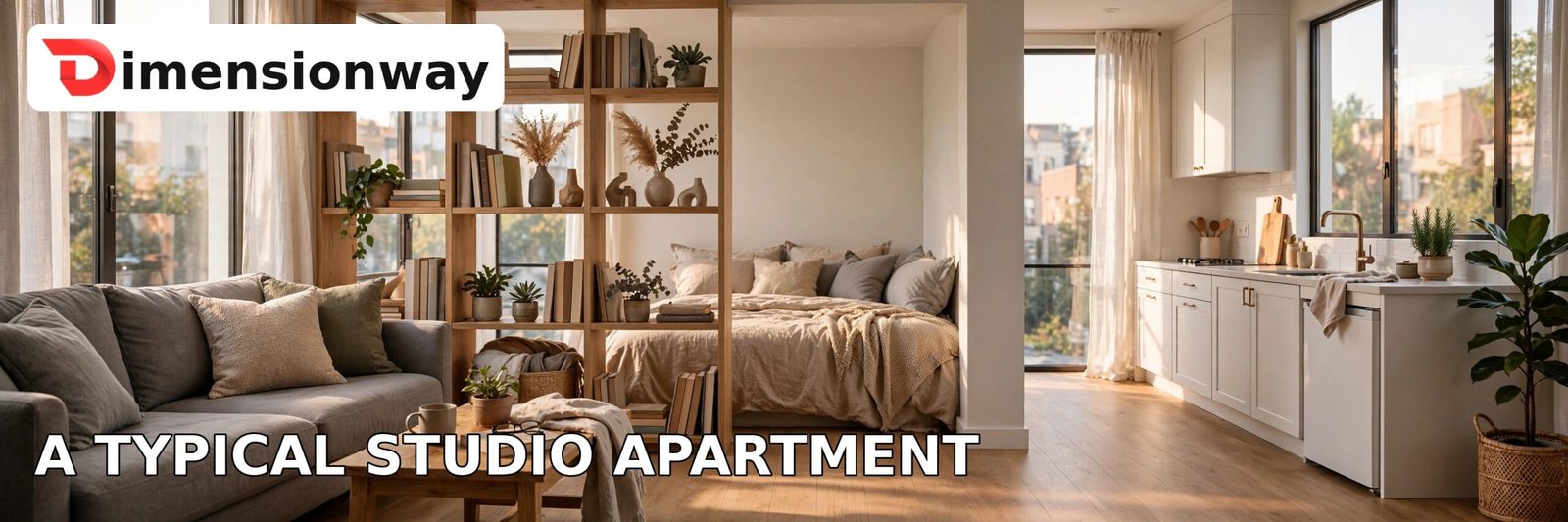 Modern studio apartment interior showing the layout of 500 square feet
