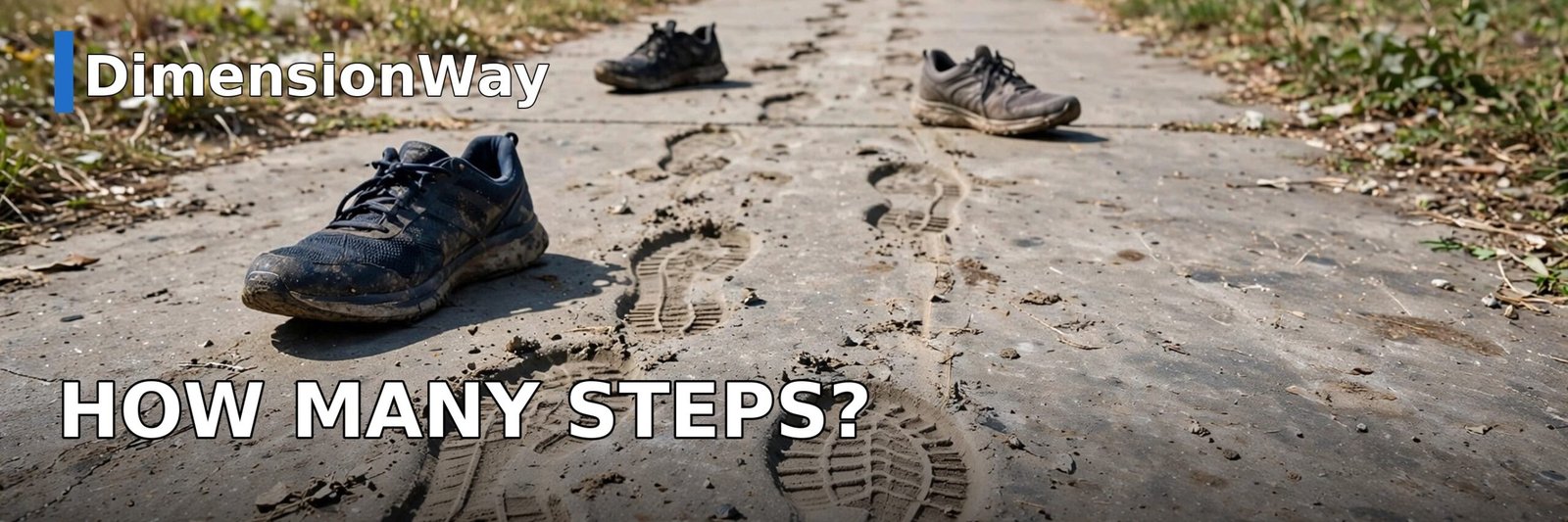 Footsteps on a sidewalk counting how many steps it takes to walk 100 feet