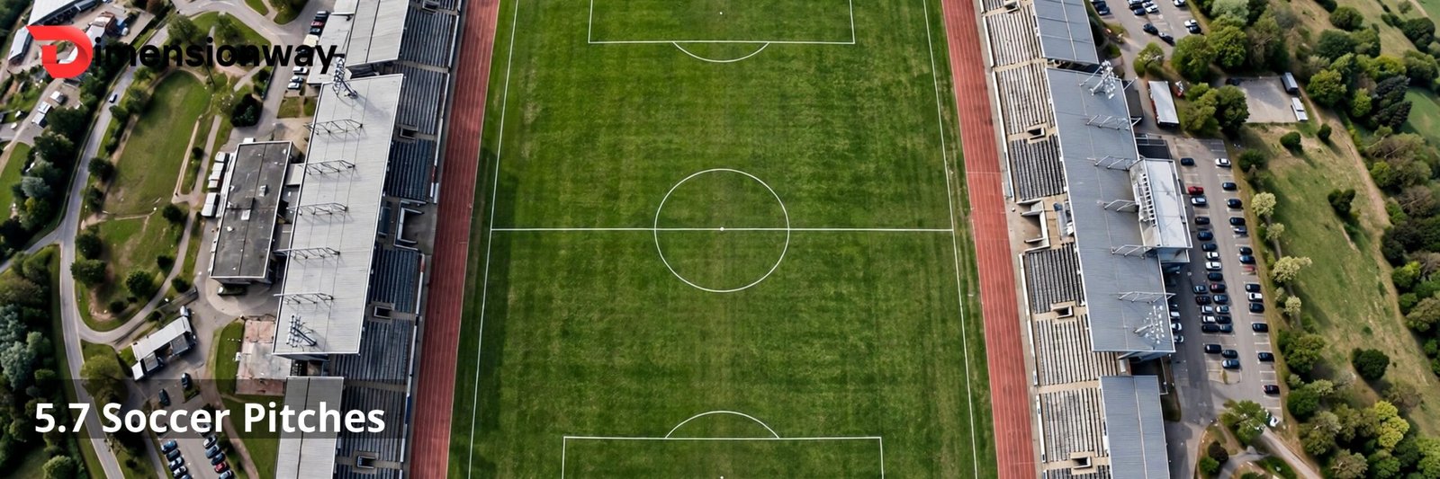 Aerial view of a soccer pitch with white lines.