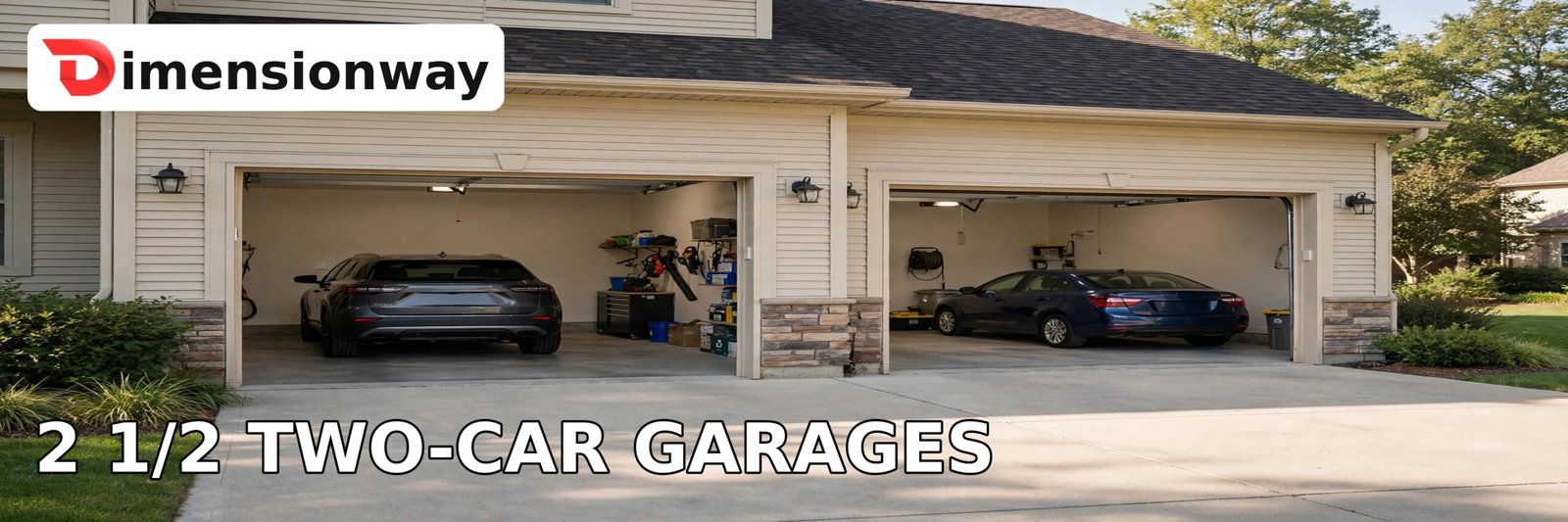 Two and a half two-car garages side by side totaling about 1000 square feet