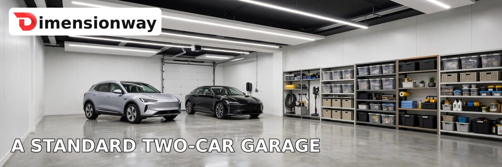 Two-car garage interior showing about 500 square feet of floor space