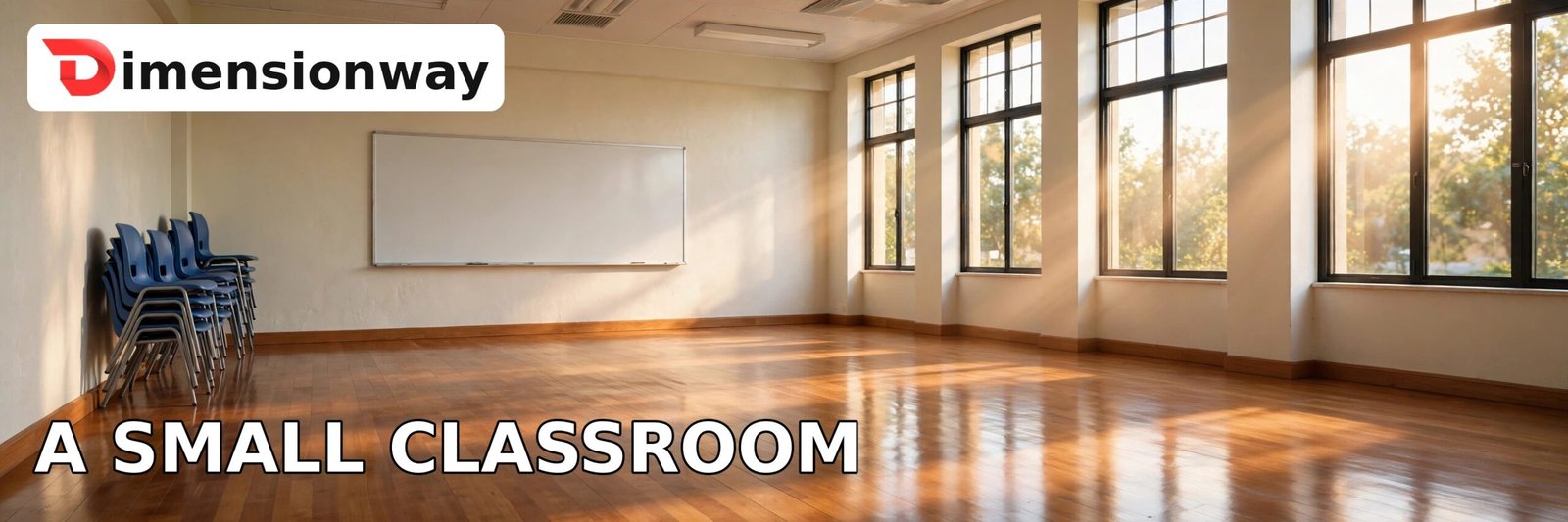 Empty classroom showing the scale of 500 square feet
