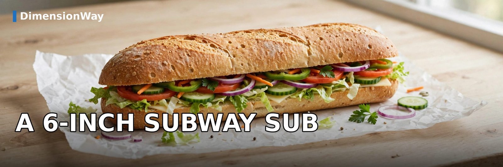 Fresh 6-inch submarine sandwich on white deli paper