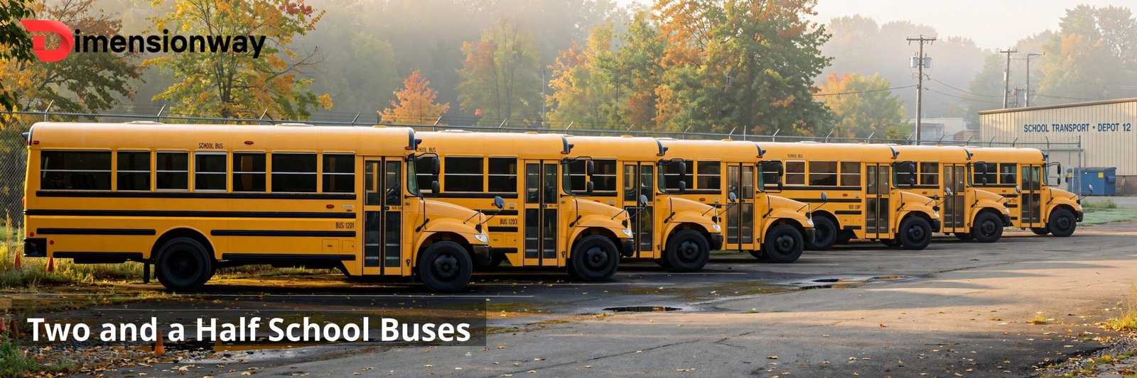 A row of yellow school buses parked end to end.