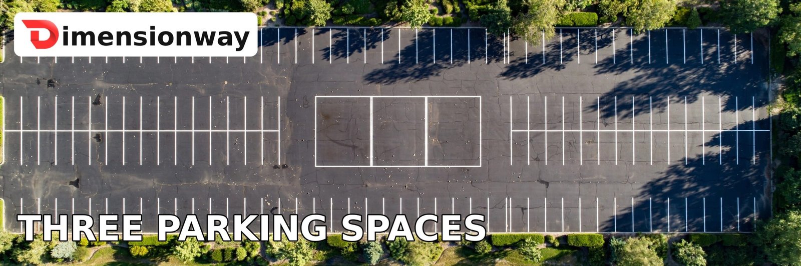 Aerial view of three parking spaces totaling about 500 square feet
