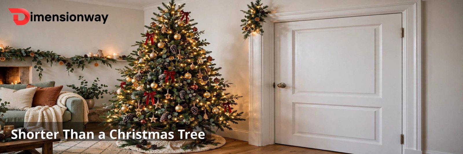 A seven foot Christmas tree beside a standard door.
