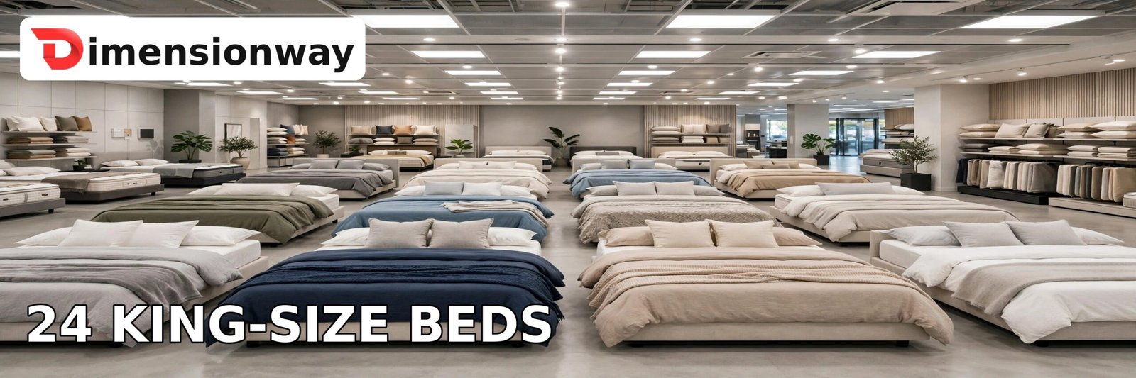 Twenty-four king-size beds in a grid covering about 1000 square feet