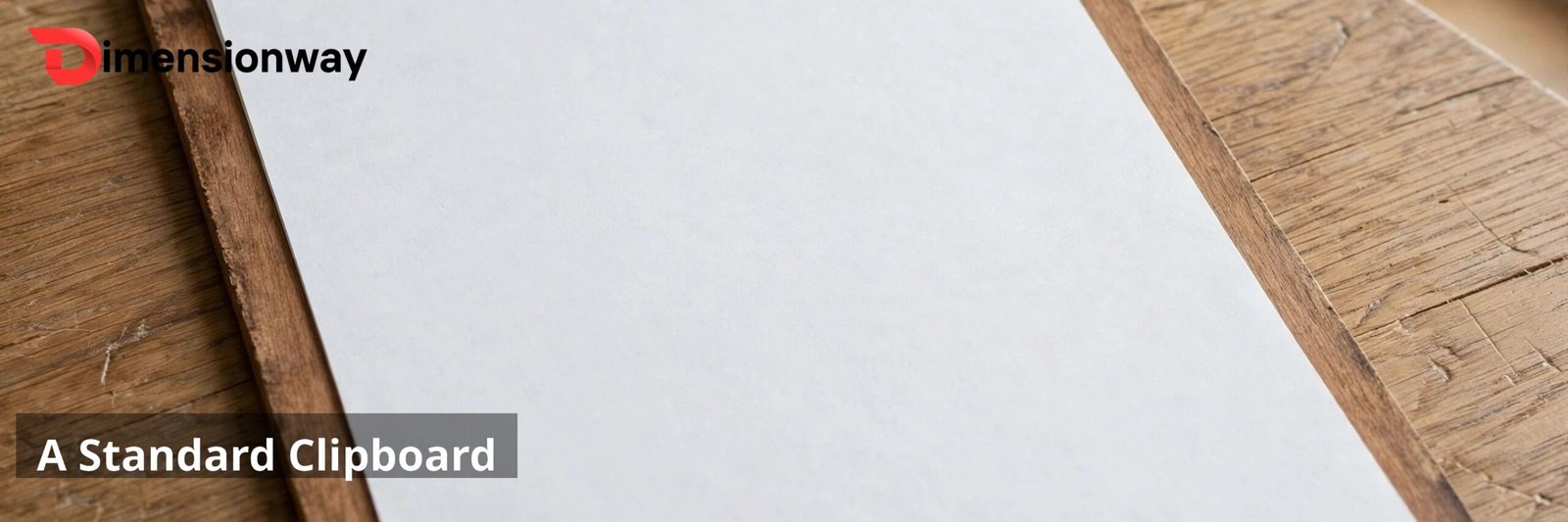A standard wooden clipboard with a sheet of paper clipped to it.
