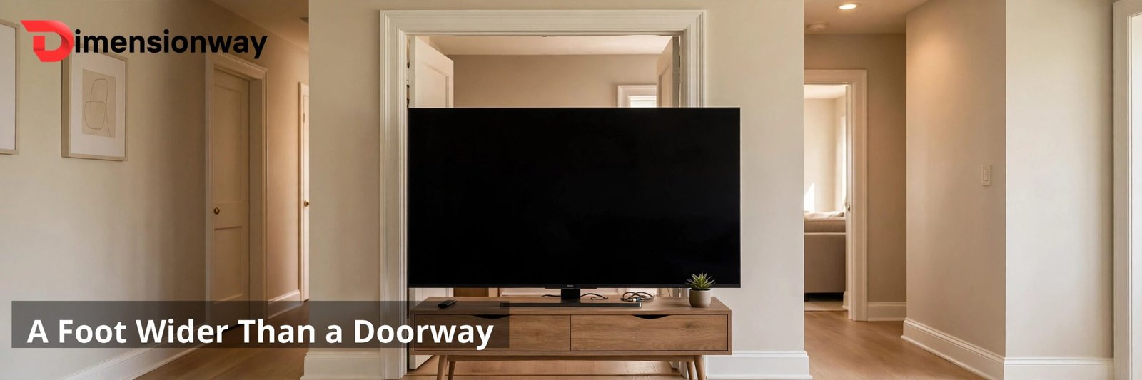 55 inch TV in front of a standard doorway, wider than the opening.