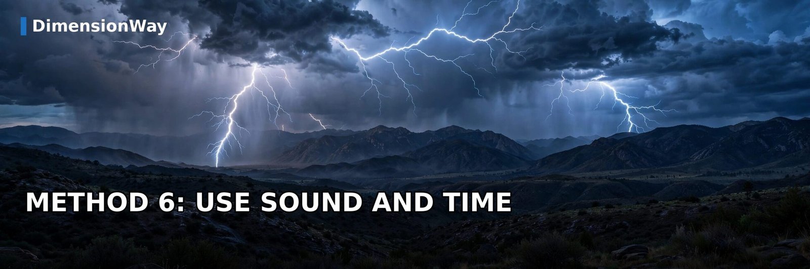Lightning storm over distant mountains for estimating distance by thunder