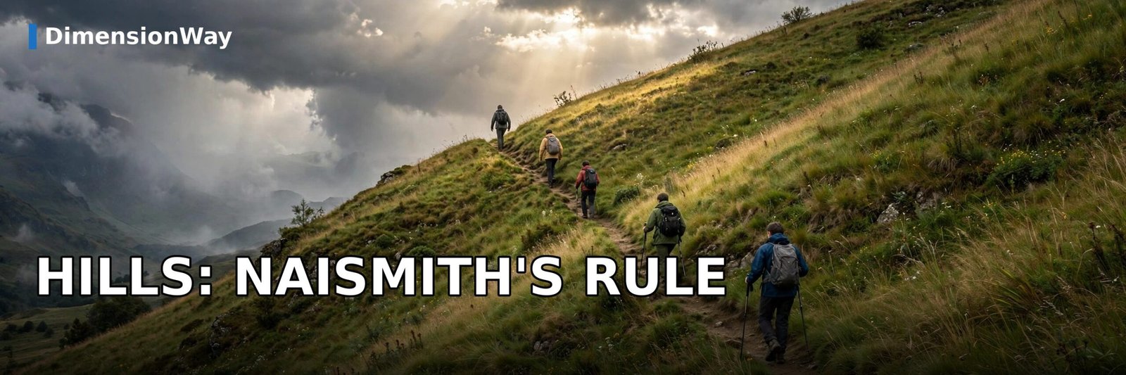 Hikers climbing a steep hillside illustrating Naismith's rule for walking time
