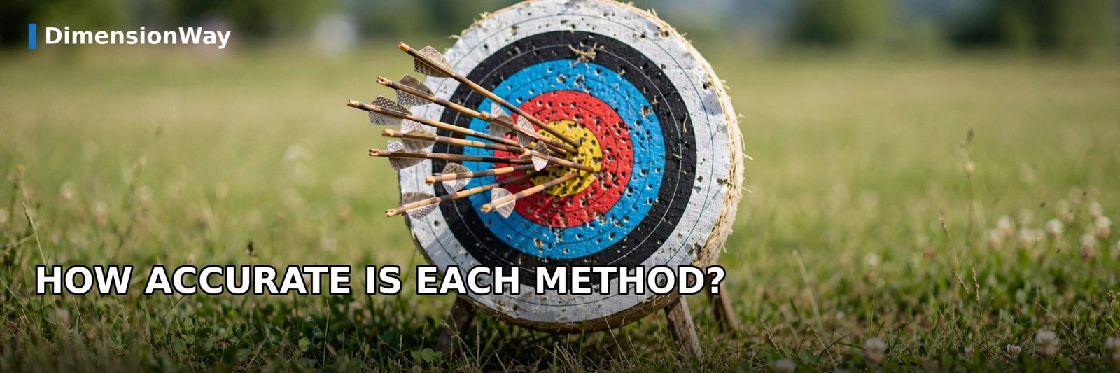 Archery target with arrows near the bullseye showing estimation accuracy