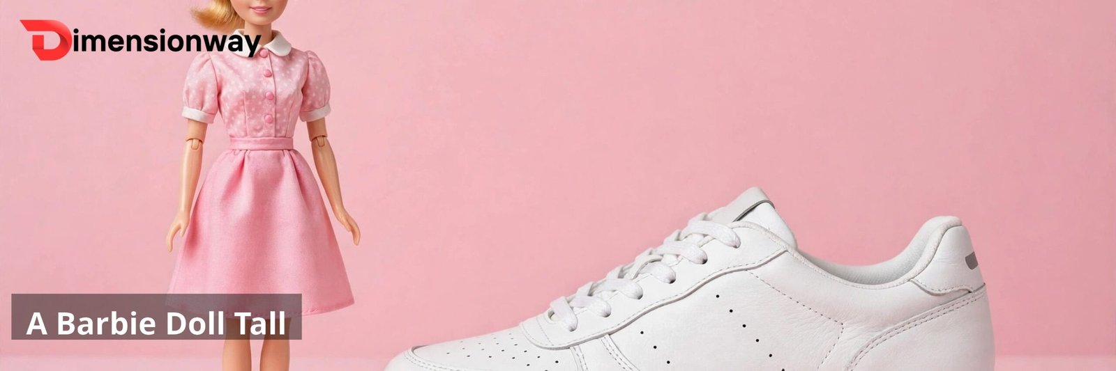 A fashion doll standing next to a men's sneaker of matching length.