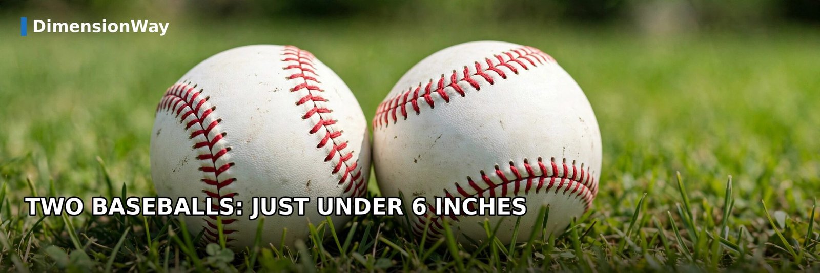 Two baseballs side by side on green grass, just under 6 inches across
