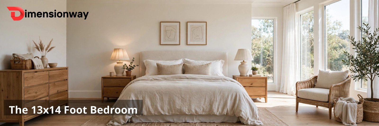 A spacious master bedroom with a king bed centered, nightstands, and walking space.
