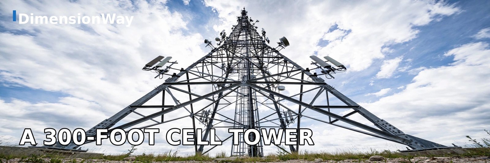 Steel lattice cell tower with antennas photographed from directly below.