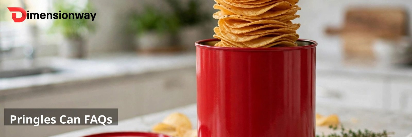 Pringles can with its lid off showing the chip stack.