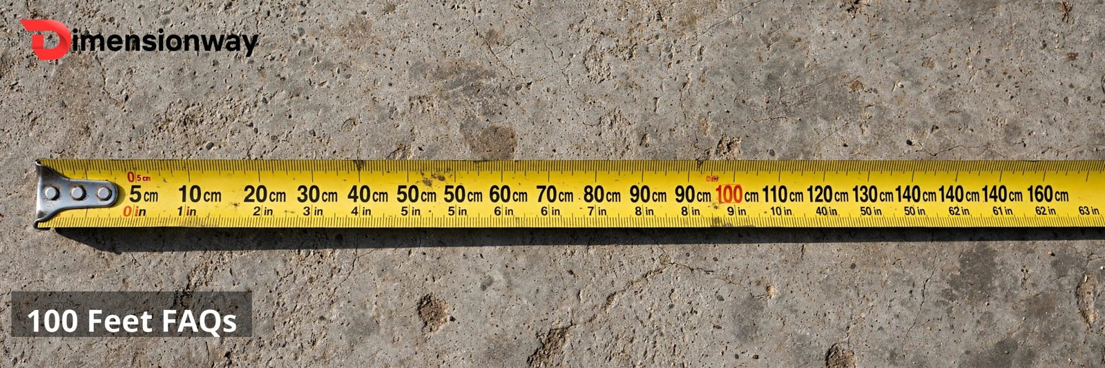 A long yellow tape measure stretched out across the ground.