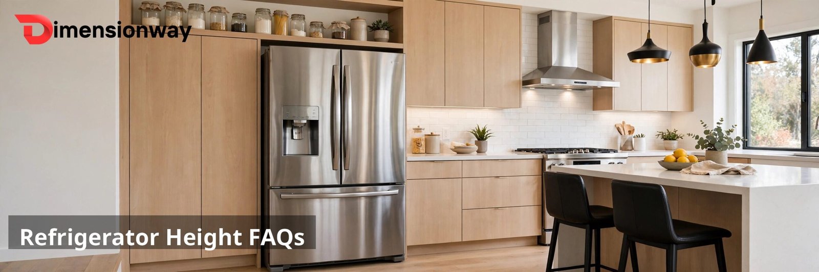 Bright modern kitchen with a stainless steel refrigerator.